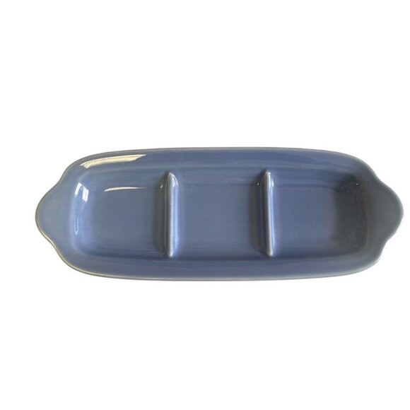 Pfaltzgraff Blue Divided Ceramic Serving Tray 12" Dishwasher & Microwave Safe - Picture 1 of 2